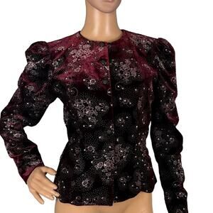 Vintage Scott McClintock Women’s Burgundy Velvet Beaded Embroidered Jacket SZ 4